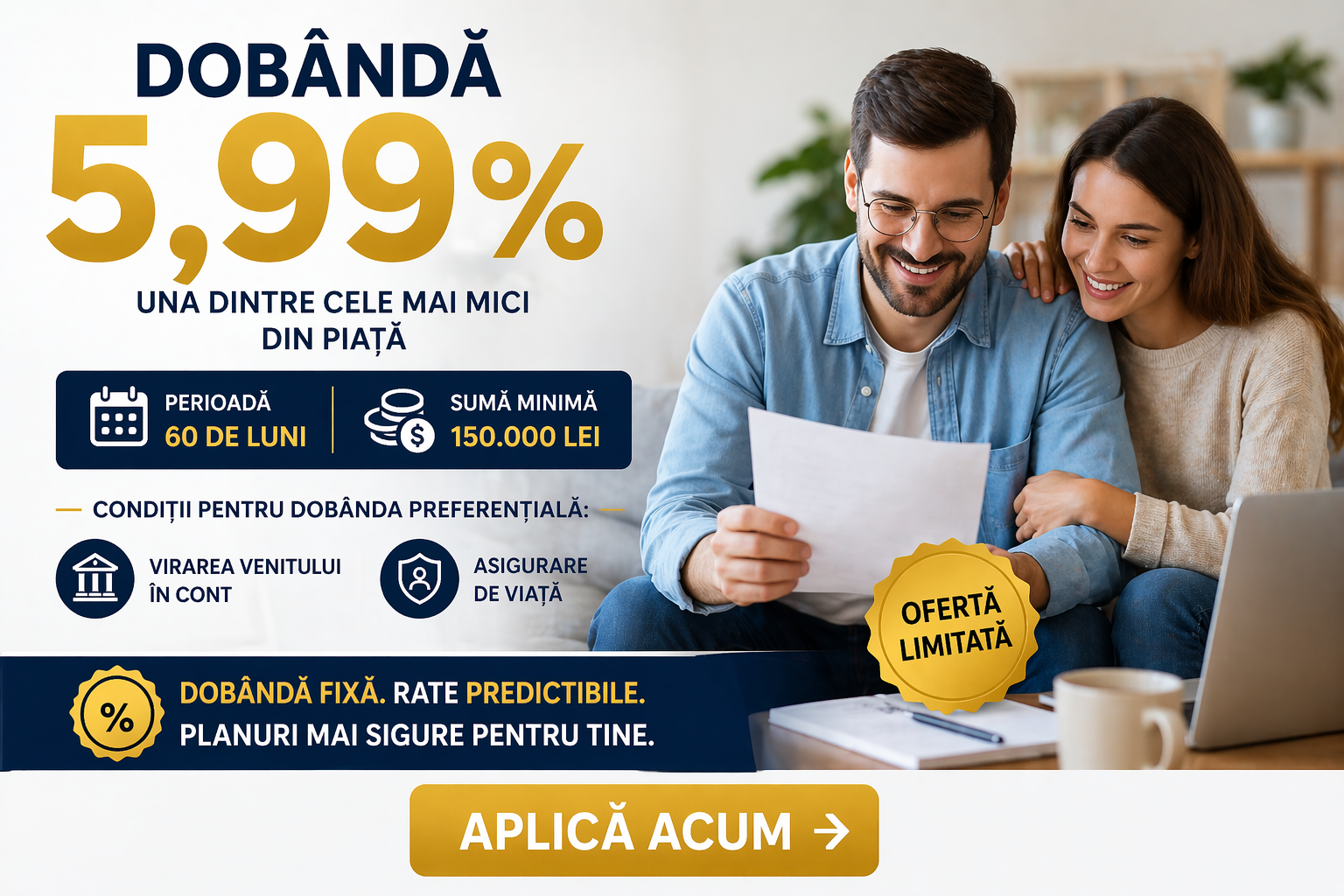 Dobândă de 5,99% la creditele de nevoi personale